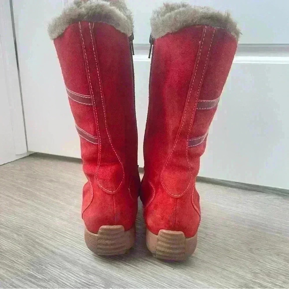 AQUATALIA ORANGE SUEDE WINTER BOOTS MADE IN ITALY SQUARE TOE WEDGE SIZE 8 - Picture 4 of 15